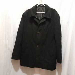 Mens Chaps Wool Blend Peacoat With Zipper and Button Closure Size 46L Pre-owned